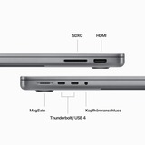 Apple MacBook Pro (14) 2023 CTO, Notebook grau, M3 10-Core GPU, MacOS, Deutsch, 36 cm (14.2 Zoll) & 120 Hz Display, 512 GB SSD