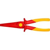 KNIPEX Flachrundzange aus Kunststoff 98 62 02, Greifzange rot/gelb, gezahnte Greifflächen, isoliert, VDE-geprüft