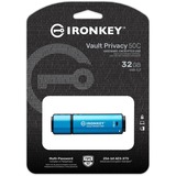 Kingston IronKey Vault Privacy 50 32 GB, USB-Stick hellblau/schwarz, USB-C 3.2 Gen 1