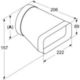 Neff Adapterstück Z861SI0, Ø 150mm, Rohr schwarz, rund>flach, männlich