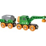 BRIO World Grüner Kranwagen mit Anhänger, Spielfahrzeug grün/gelb