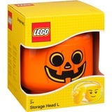 Room Copenhagen LEGO Storage Head "Kürbis", groß, Aufbewahrungsbox orange/schwarz