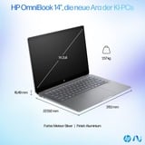 HP OmniBook Ultra 14-fd0097ng, Notebook silber, Windows 11 Home 64-Bit, 35.6 cm (14 Zoll), 1 TB SSD