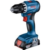 Bosch Akku-Bohrschrauber GSR 18V-45 Professional, 18Volt blau/schwarz, 2x Li-Ionen Akku 2,0Ah, 82-teiliges Zubehör-Set, in L-Case