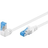 goobay Patchkabel Cat.6a S/FTP (PiMF), 1x 90° gewinkelt weiß, 0,5 Meter, doppelt geschirmt