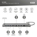 Digitus 11 Port USB-C Dockingstation silber, USB, VGA, HDMI, RJ45