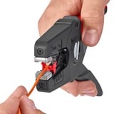 KNIPEX Automatische Abisolierzange PreciStrip16, Abisolier-Zange schwarz/rot, integrierter Drahtschneider