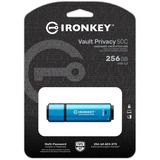 Kingston IronKey Vault Privacy 50 256 GB, USB-Stick hellblau/schwarz, USB-C 3.2 Gen 1