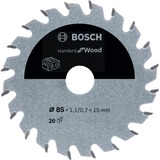 Bosch Kreissägeblatt Standard for Wood, Ø 85mm, 20Z Bohrung 15mm, für Akku-Handkreissägen