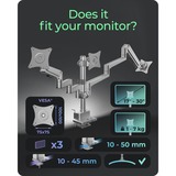 ICY BOX Monitorhalterung IB-MS525-T grau, für 3 Monitore bis 30" (76cm)