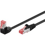 goobay Patchkabel Cat.6 S/FTP (PiMF), 1x 90° gewinkelt schwarz, 1 Meter, doppelt geschirmt