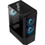 Aerocool Quantum-G-BK-v3, Tower-Gehäuse schwarz/grau, Frontpanel aus Acryl, Seitenteil aus Tempered Glass