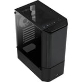 Aerocool Quantum-G-BK-v3, Tower-Gehäuse schwarz/grau, Frontpanel aus Acryl, Seitenteil aus Tempered Glass