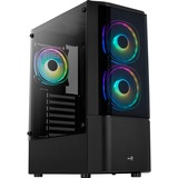 Aerocool Quantum-G-BK-v3, Tower-Gehäuse schwarz/grau, Frontpanel aus Acryl, Seitenteil aus Tempered Glass