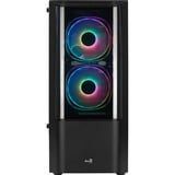 Aerocool Quantum-G-BK-v3, Tower-Gehäuse schwarz/grau, Frontpanel aus Acryl, Seitenteil aus Tempered Glass