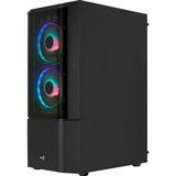 Aerocool Quantum-G-BK-v3, Tower-Gehäuse schwarz/grau, Frontpanel aus Acryl, Seitenteil aus Tempered Glass