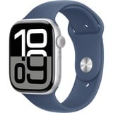 Apple Watch Series 10, Smartwatch silber, Aluminium, 46 mm, Sportarmband Denim S/M