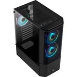 Aerocool Quantum v2 TG, Tower-Gehäuse schwarz/grau, Front und Seitenteil aus Tempered Glass