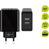 goobay Dual-USB Schnellladegerät USB/QC3.0 28W schwarz