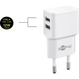 goobay Micro-USB Dual-Ladeset 18 Watt, Ladegerät weiß, 2,4 A, 1 Meter Kabel USB-A > Micro-USB