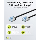 goobay Ultraflexibles Cat.6a Patchkabel slim, U/FTP schwarz, 5 Meter, extrakurze Stecker