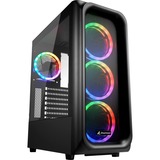 Sharkoon TK5M RGB, Tower-Gehäuse schwarz, Gehärtetes Glas