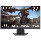 LG UltraGear 27GS60QX-B, Gaming-Monitor 68.4 cm (27 Zoll), schwarz, WQHD, VA, Curved, AMD Free-Sync, 180Hz Panel