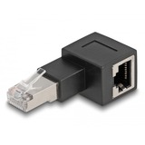 DeLOCK Adapter RJ-45 Stecker > RJ-45 Buchse, Cat.6a schwarz, 90° nach rechts gewinkelt