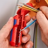 KNIPEX ErgoStrip Universal-Abmantelungswerkzeug, Abisolier-/ Abmantelungswerkzeug rot/blau, für Rechtshänder