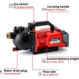 Einhell Akku-Gartenpumpe AQUINNA 36/30, 36Volt (2x18V) rot/schwarz, ohne Akku und Ladegerät