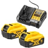 DEWALT Starter-Set Akku-Kit DCB1104P2, 18Volt, Ladegerät gelb/schwarz, 2x Li-Ionen Akku 5,0Ah