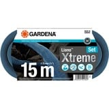 GARDENA Textilschlauch Liano Xtreme 1/2", 15 Meter Set dunkelgrau/orange, Modell 2023, inkl. Reinigungsspritze, 2 Hahnverbinder