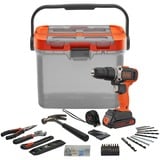 BLACK+DECKER Akku-Schlagbohrschrauber BCKSB02, 18Volt orange/schwarz, Li-Ionen Akku 1,5Ah, Aufbewahrungsbox, 62-teiliges Zubehör-Set