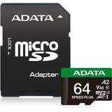 ADATA SPEED PLUS microSDXC 64 GB, Speicherkarte UHS-I U3, Class 10, V30, A2