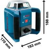 Bosch Rotationslaser GRL 400 H Professional, mit Baustativ blau, Koffer, rote Laserlinie