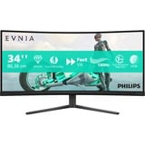 Philips Evnia 34M2C3500L, Gaming-Monitor 86.36 cm (34 Zoll), dunkelgrau, VA, HDMI, DisplayPort, HDR, Curved, 180Hz Panel