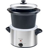 Bestron Slow Cooker ASC350, Multikocher edelstahl/schwarz, 180 Watt, 3,5 Liter