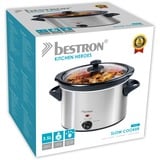 Bestron Slow Cooker ASC350, Multikocher edelstahl/schwarz, 180 Watt, 3,5 Liter