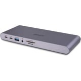 Lindy DST-Pro 5K XT, Dockingstation silber, 5K DP, HDMI, PD 3.0 100W, USB 3.2 Gen 1, Gigabit, SD, MicroSD, Audio