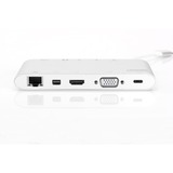 Digitus Universal Docking Station, Dockingstation silber, USB-C, HDMI, VGA, Gigabit LAN