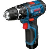 Bosch Akku-Schlagbohrschrauber GSB 12V-15 Professional, 12 Volt blau/schwarz, 2x Li-Ionen Akku 2,0Ah, 25 Bits