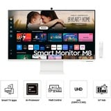 SAMSUNG Smart Monitor S32DM801UU, LED-Monitor 80 cm (32 Zoll), weiß, UltraHD/4K, VA, Webcam, USB-C