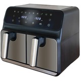 Unold Heißluftfritteuse Doppelkammer Twin Zone schwarz/edelstahl, 1.700 Watt, 2 Körbe je 4 Liter