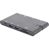 Digitus Universal Travel Docking Station, Dockingstation schwarz, HDMI, USB, USB-C, VGA, RJ-45, Kartenleser