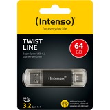 Intenso Twist Line 64 GB, USB-Stick anthrazit/transparent, USB-A 3.2 Gen 1, USB-C 3.2 Gen 1