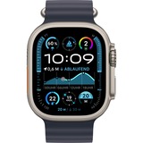 Apple Watch Ultra 2, Smartwatch grau, 49 mm, Ocean Armband schwarz, Titangehäuse, Cellular