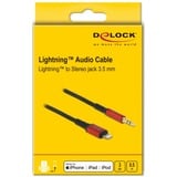 DeLOCK Audiokabel 8Pin Lightning Stecker > Klinkenstecker 3,5mm 3Pin schwarz/rot, 50cm