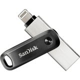 SanDisk iXpand Go 64 GB, USB-Stick schwarz/silber, USB-A 3.2 Gen 1, Apple Lightning Connector