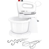 Bosch Handmixer CleverMixx MFQ2600W weiß/rot, 375 Watt, mit Schüssel und Geräteständer