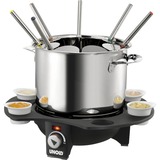 Unold Fondue-Set Elégance silber/schwarz, 1.000 Watt, Edelstahl- und Keramiktopf